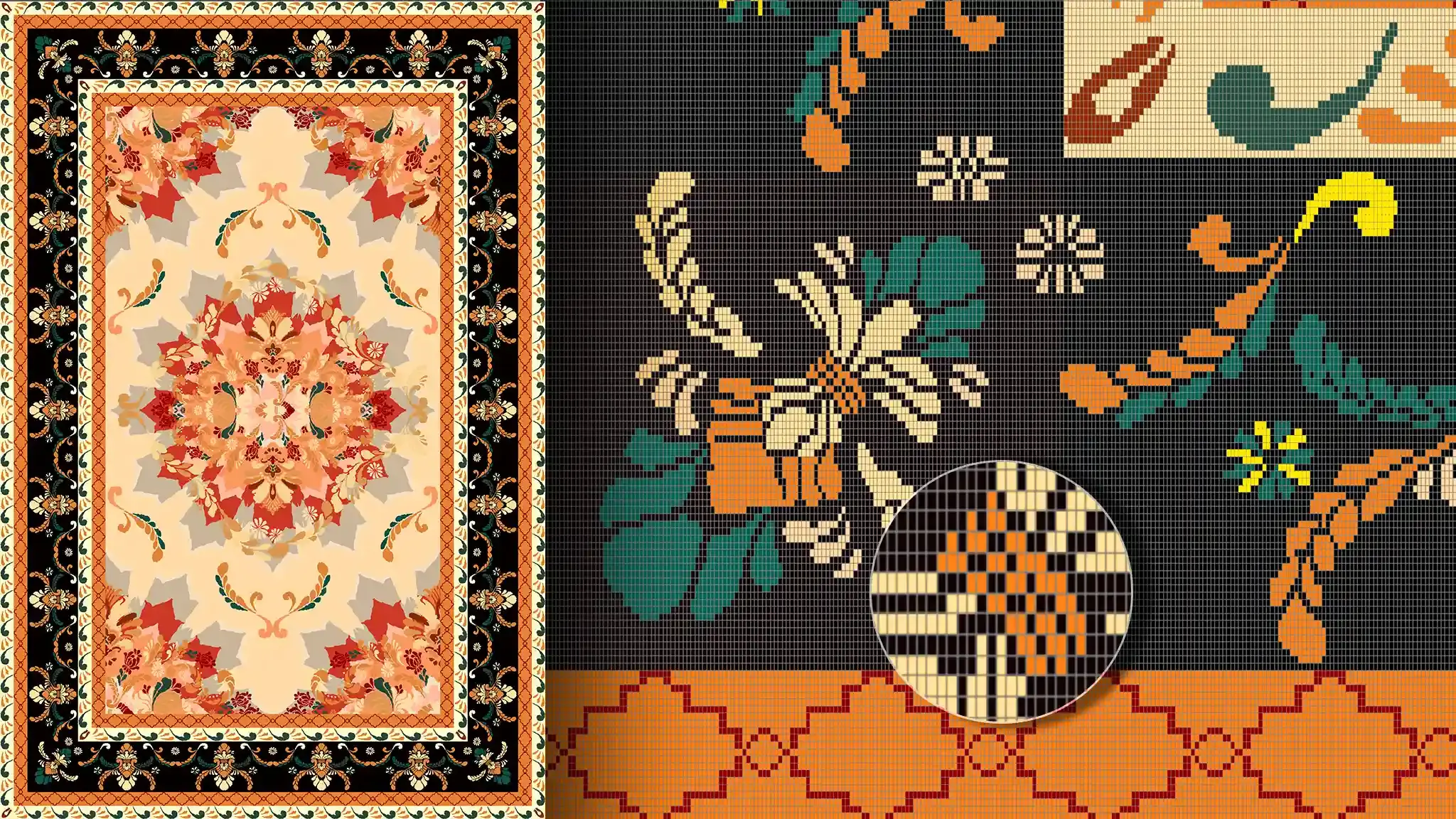 CAD rug design on screen