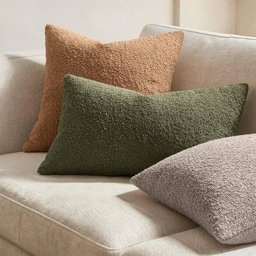 Handcrafted wool and cotton cushions styled on a sofa