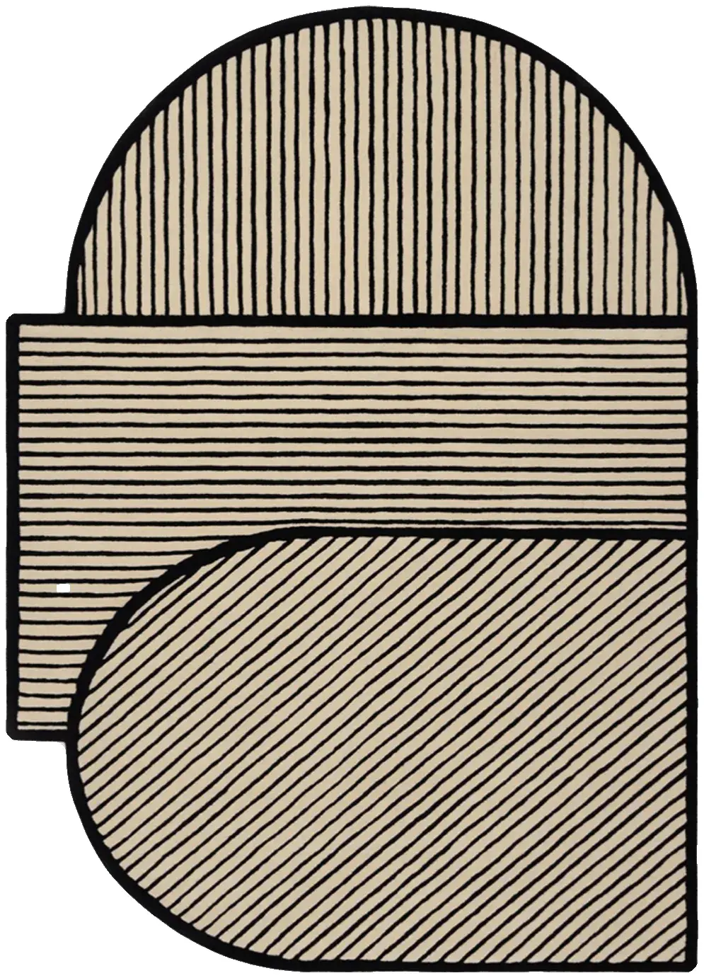 Aldo Rug, hand-tufted shaped pattern rug, full view
