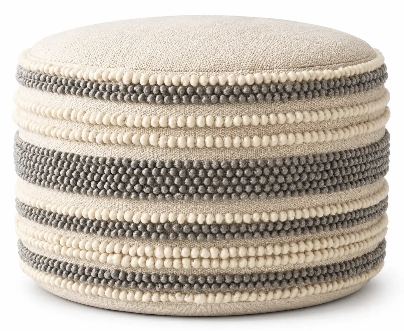 Ansel Pouf, round pouf, full view