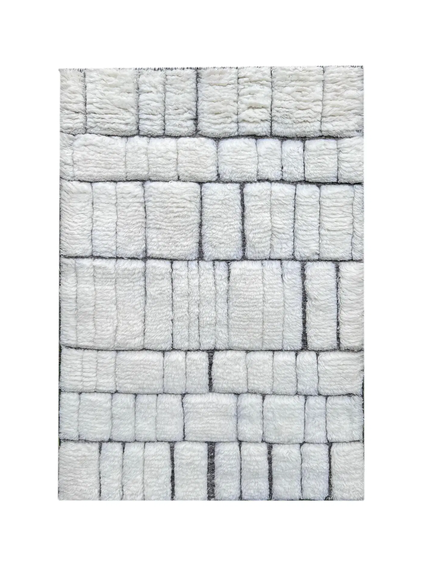 Anselm Rug in white grey, hand-knotted patterned rug, full view