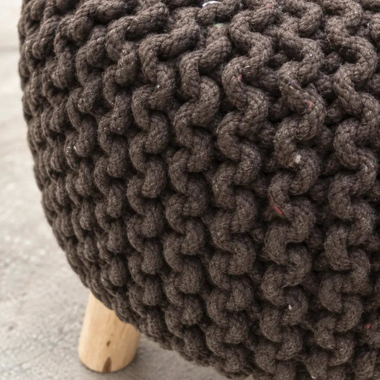 Close view of the Aster Pouf showing its texture and detail