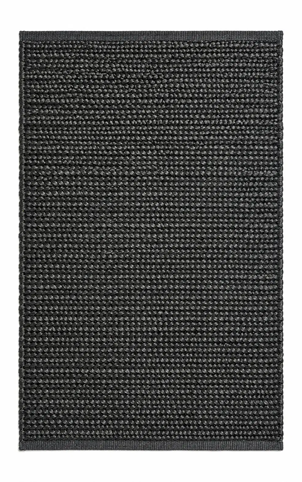 Bastia Rug in black, jute textured plain rug, full view