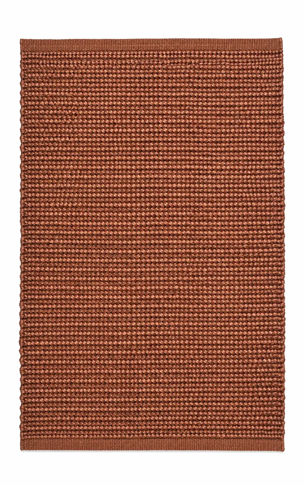 Bastia Rug in rust, jute textured plain rug, full view
