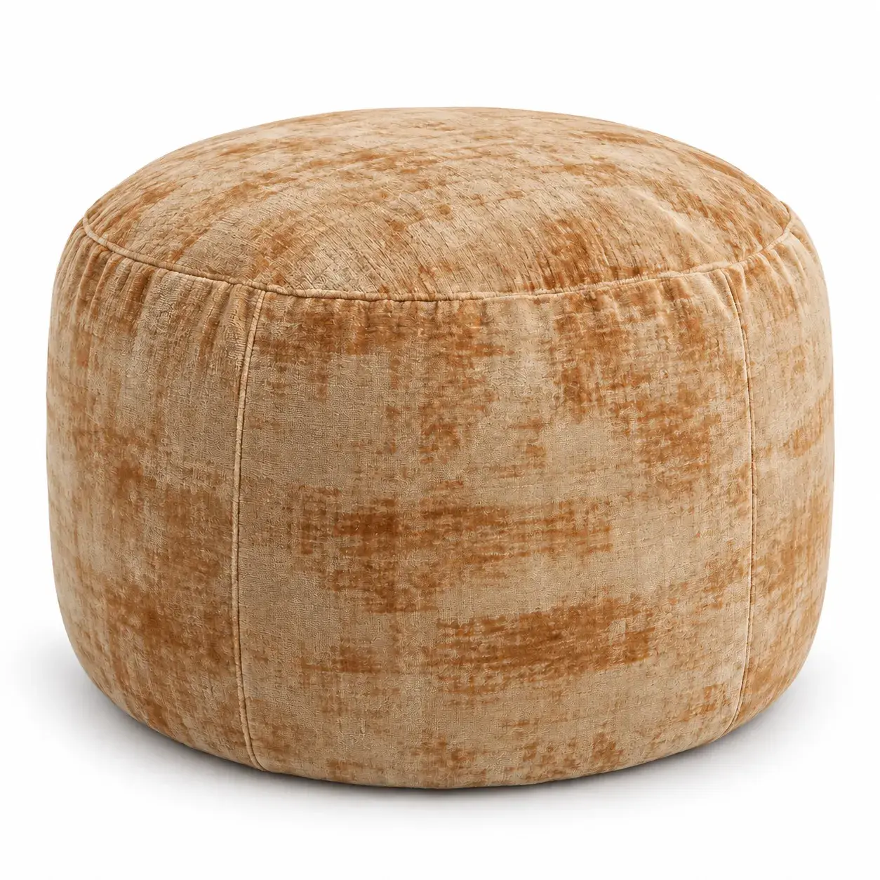Bruno Pouf in camel, round pouf, full view