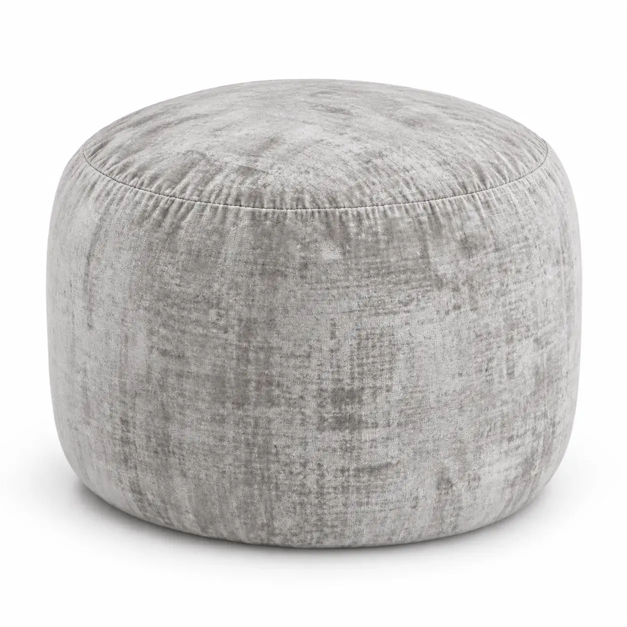 Bruno Pouf in grey, round pouf, full view