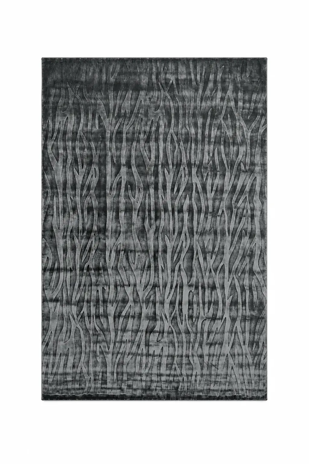 Calloway Rug in charcoal, handloom stencil-pattern rug, full view