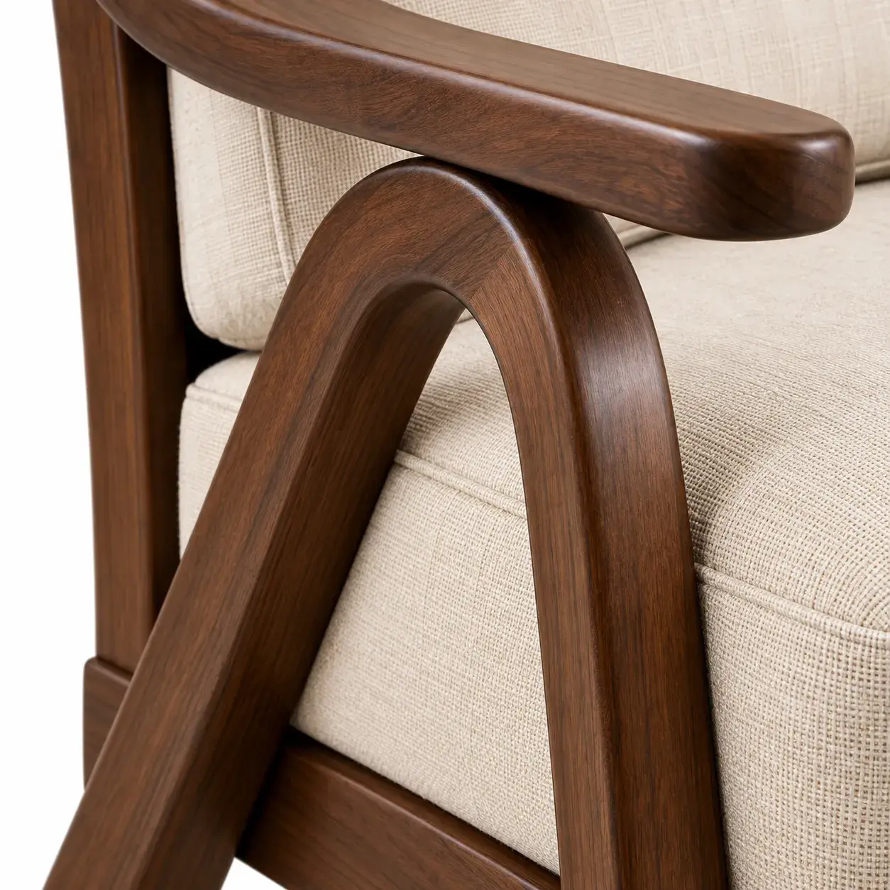 Close view of the Cassia Armchair showing its texture and detail