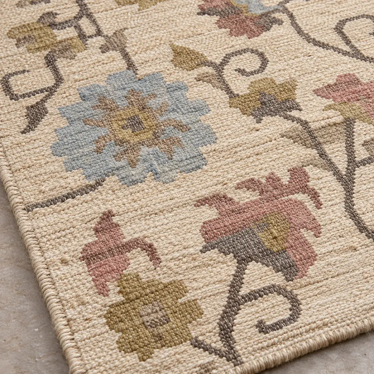 Close view of the Clemens Rug showing its texture and detail