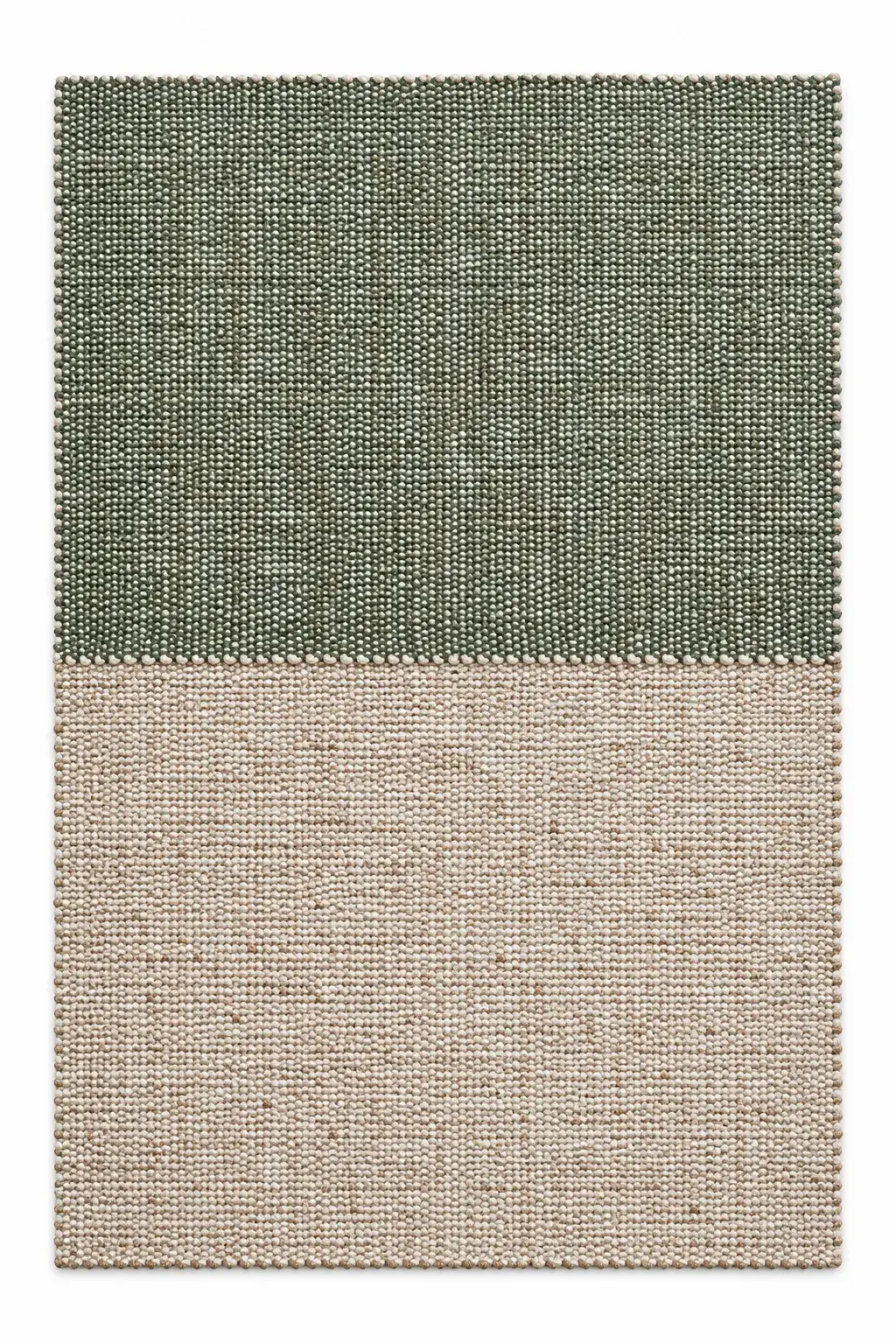 Cordelia Rug in natural olive, jute banded rug, full view