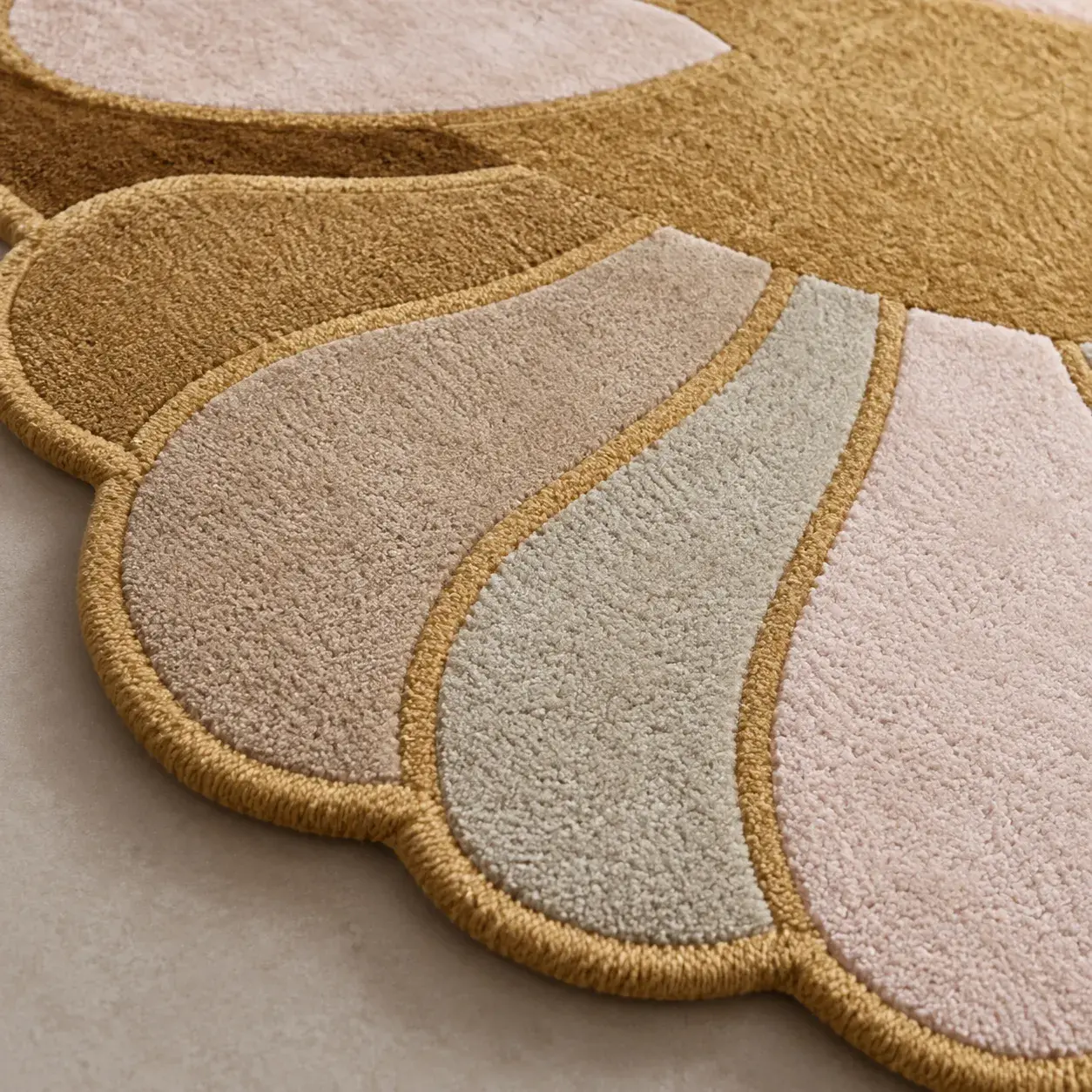 Close view of the Cyrus Rug showing its texture and detail