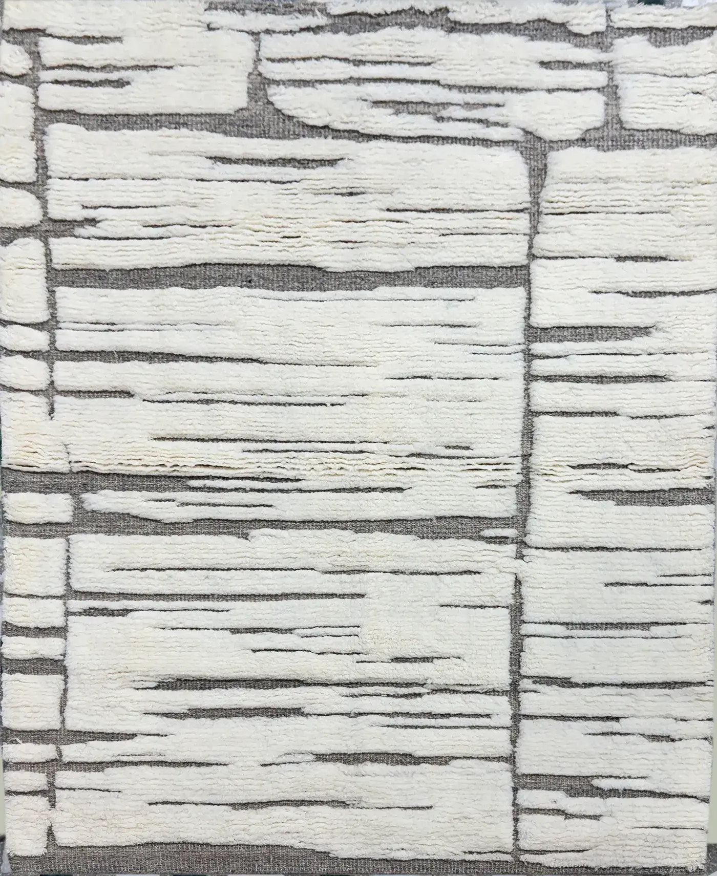 Dalia Rug in grey ivory, hand-knotted patterned rug, full view