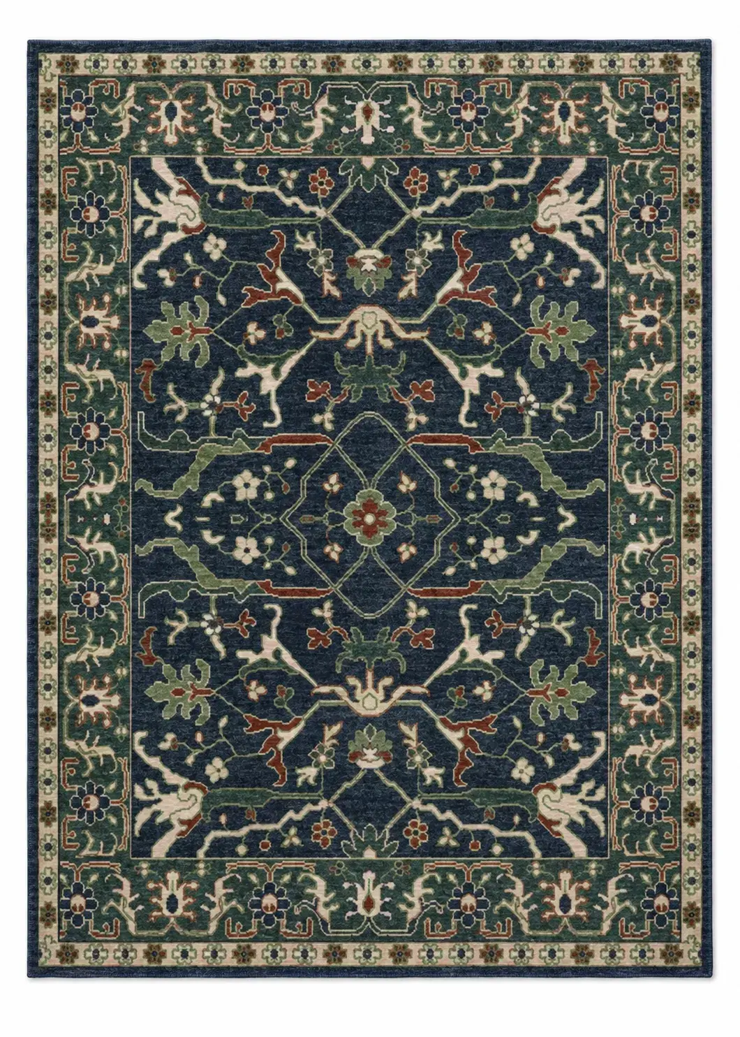 Dario Rug, hand-knotted vintage-style pattern rug, full view