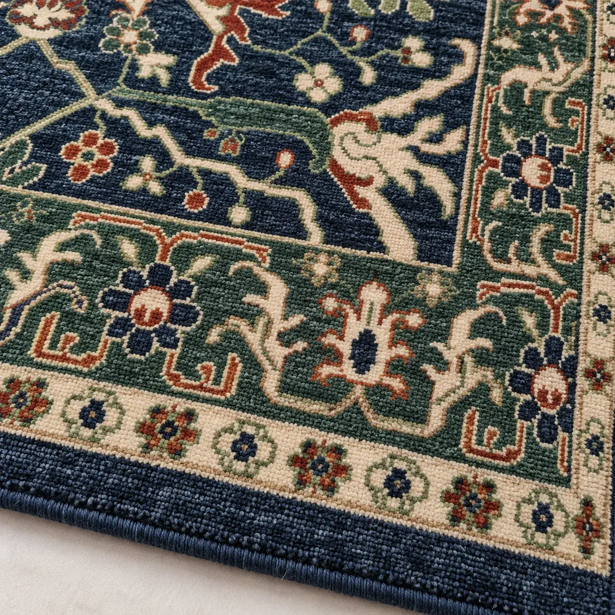 Dario Rug styled in a room, digitally rendered