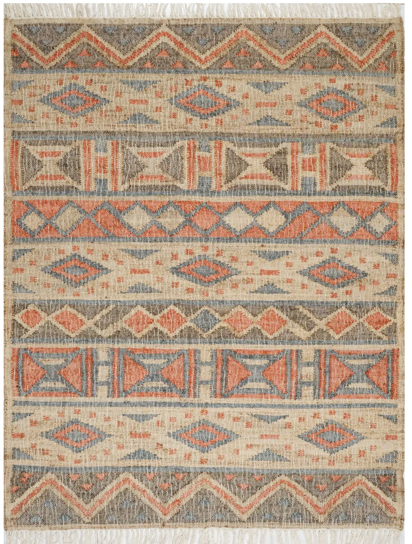 Edith Rug, jute tribal pattern rug, full view