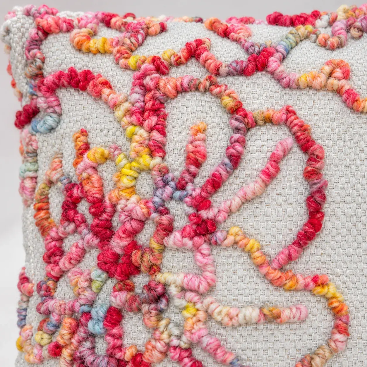 Close view of the Emeric Cushion Cover showing its texture and detail