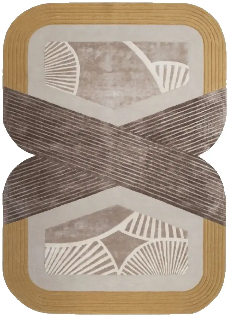 Emil Rug, hand-tufted shaped pattern rug, full view