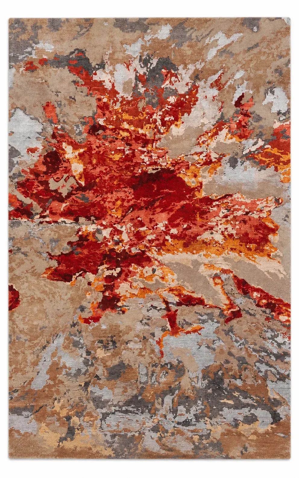 Emrys Rug, hand-knotted patterned rug, full view