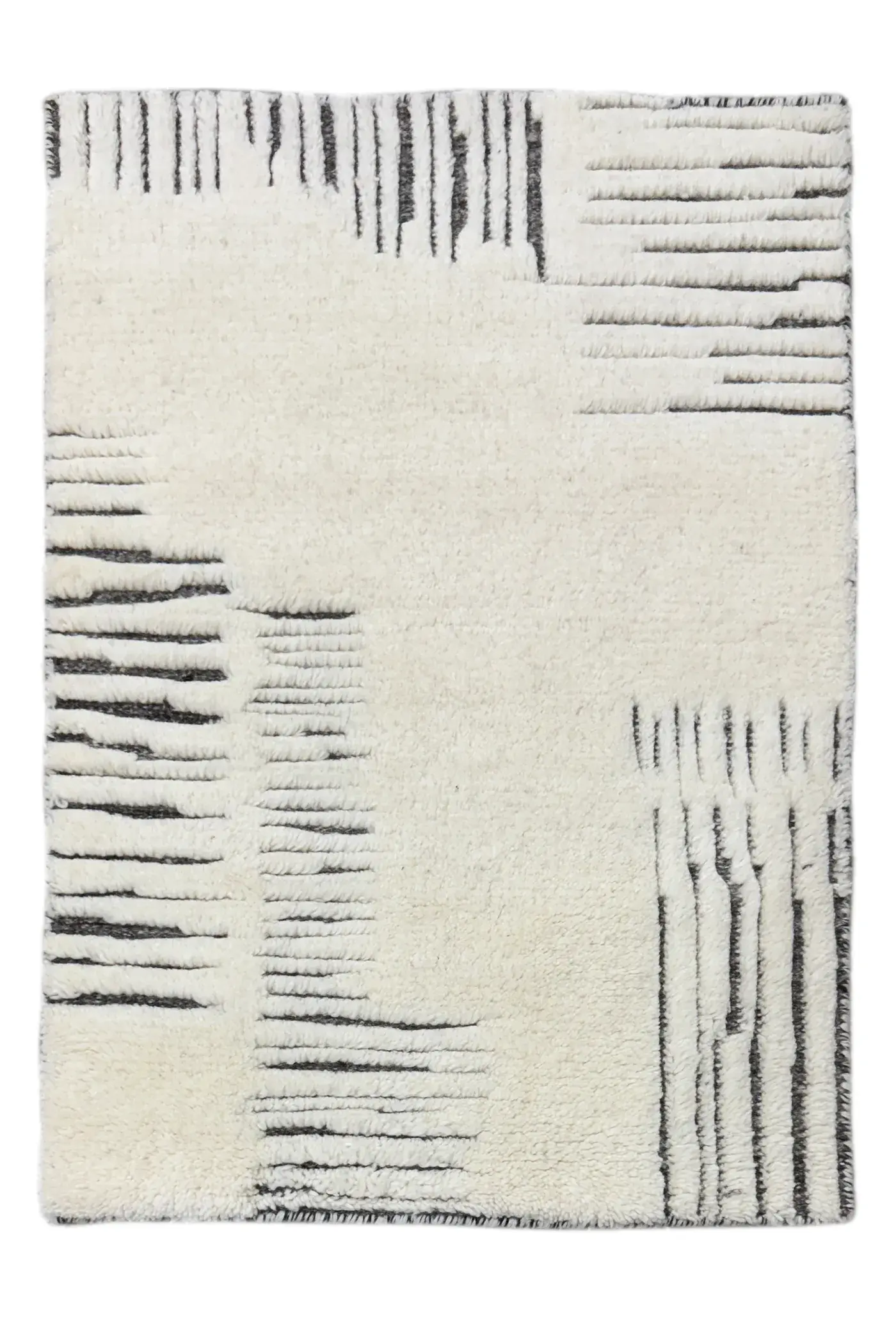 Fergus Rug in ivory grey, hand-knotted patterned rug, full view