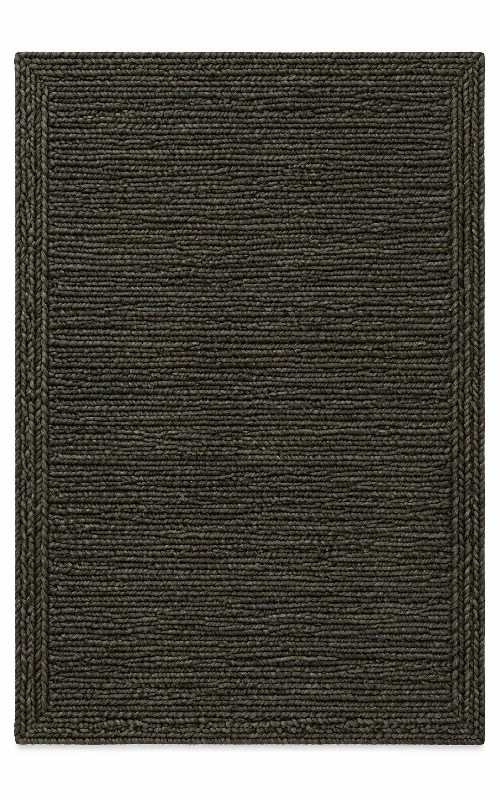 Gauze Rug in charcoal, jute textured plain-look rug, full view