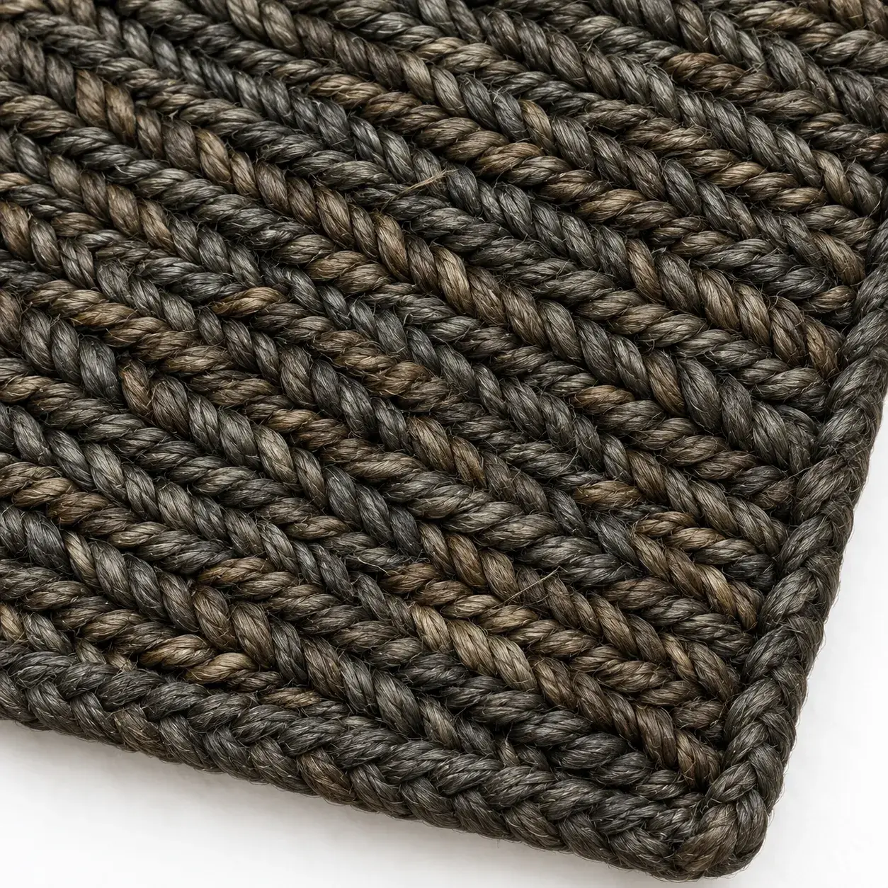 Gauze Rug in charcoal styled in a room, digitally rendered