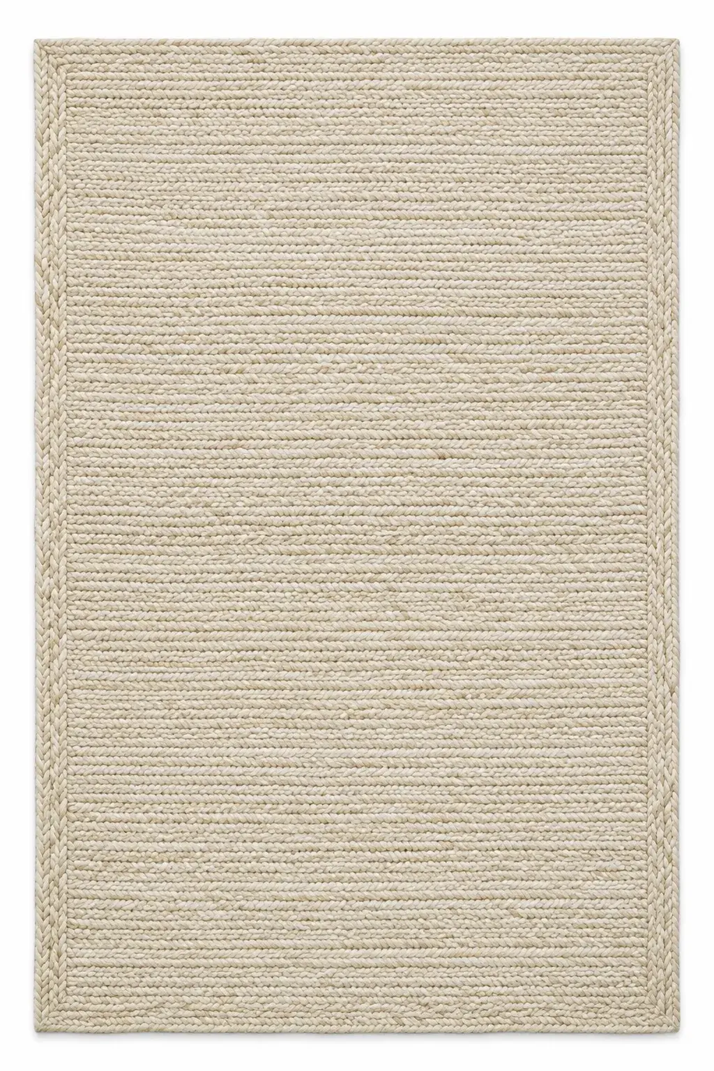 Genevieve Rug in bleach white, jute textured plain rug, full view