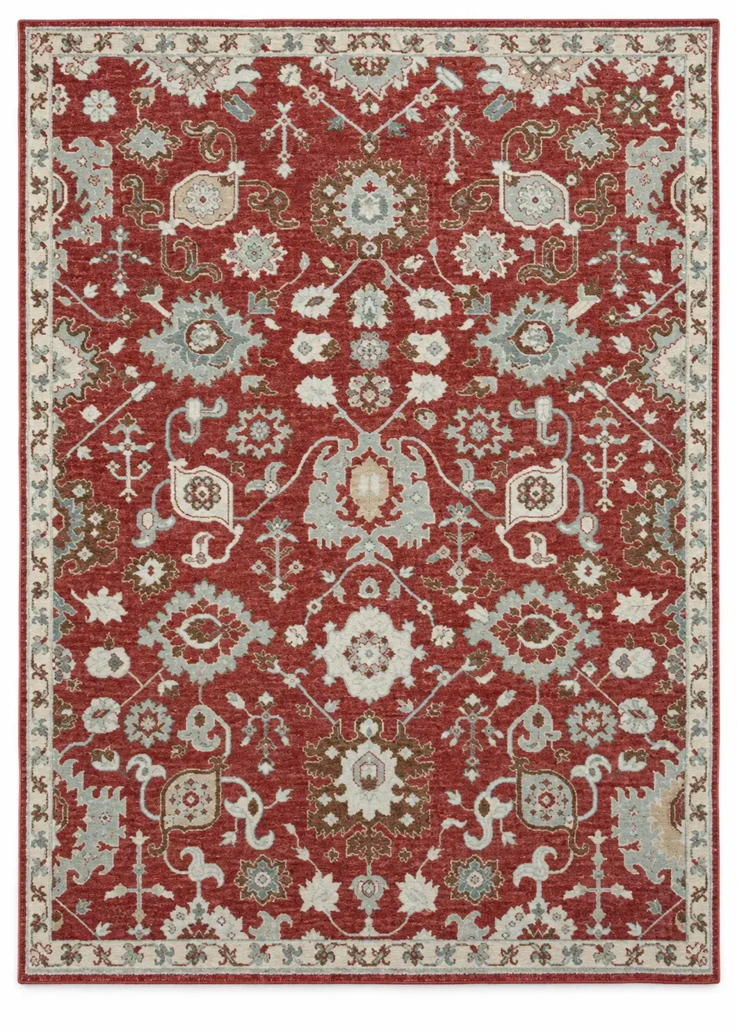 Guadalupe Rug, hand-knotted vintage-style pattern rug, full view