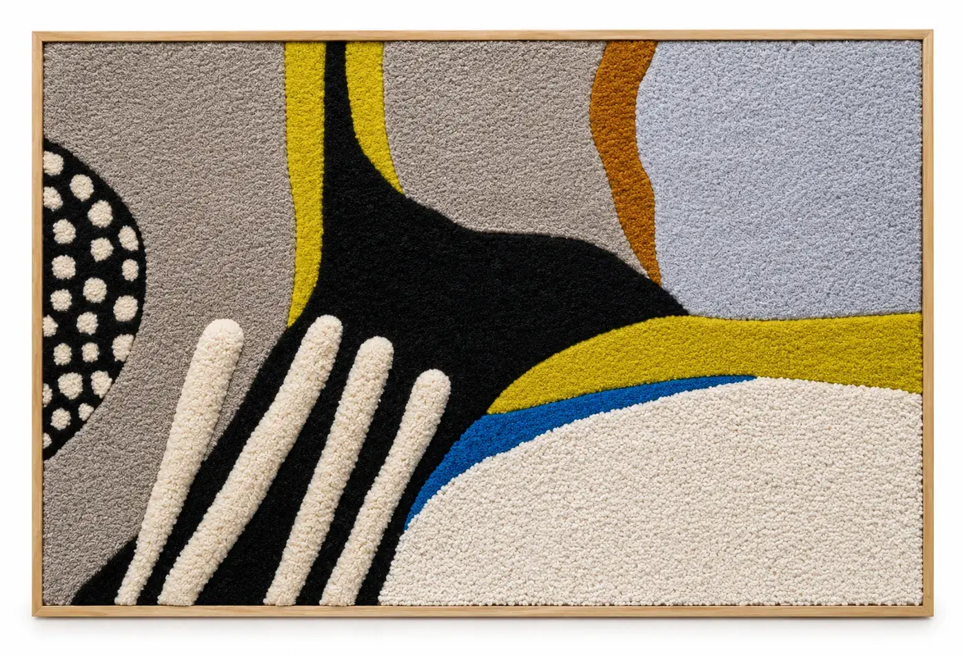 Herringbone Wall Hanging, black and yellow abstract wall hanging, full view