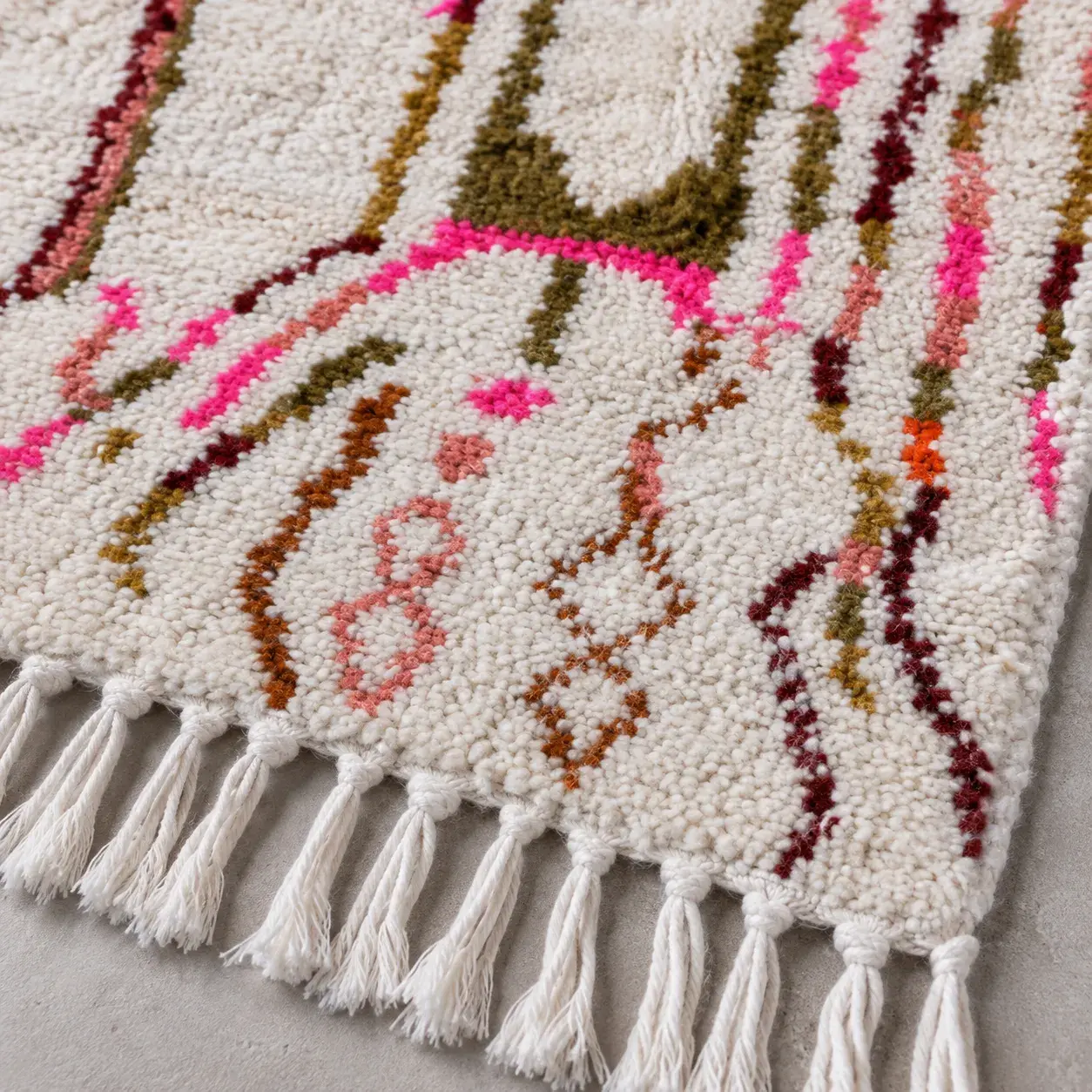 Close view of the Hugo Rug showing its texture and detail