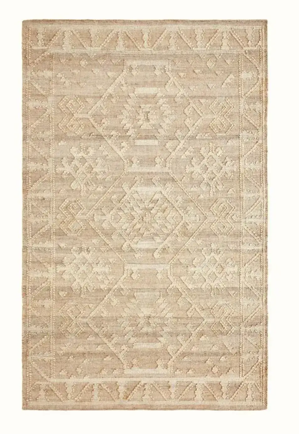 Jacquard Rug, jute tribal pattern rug, full view