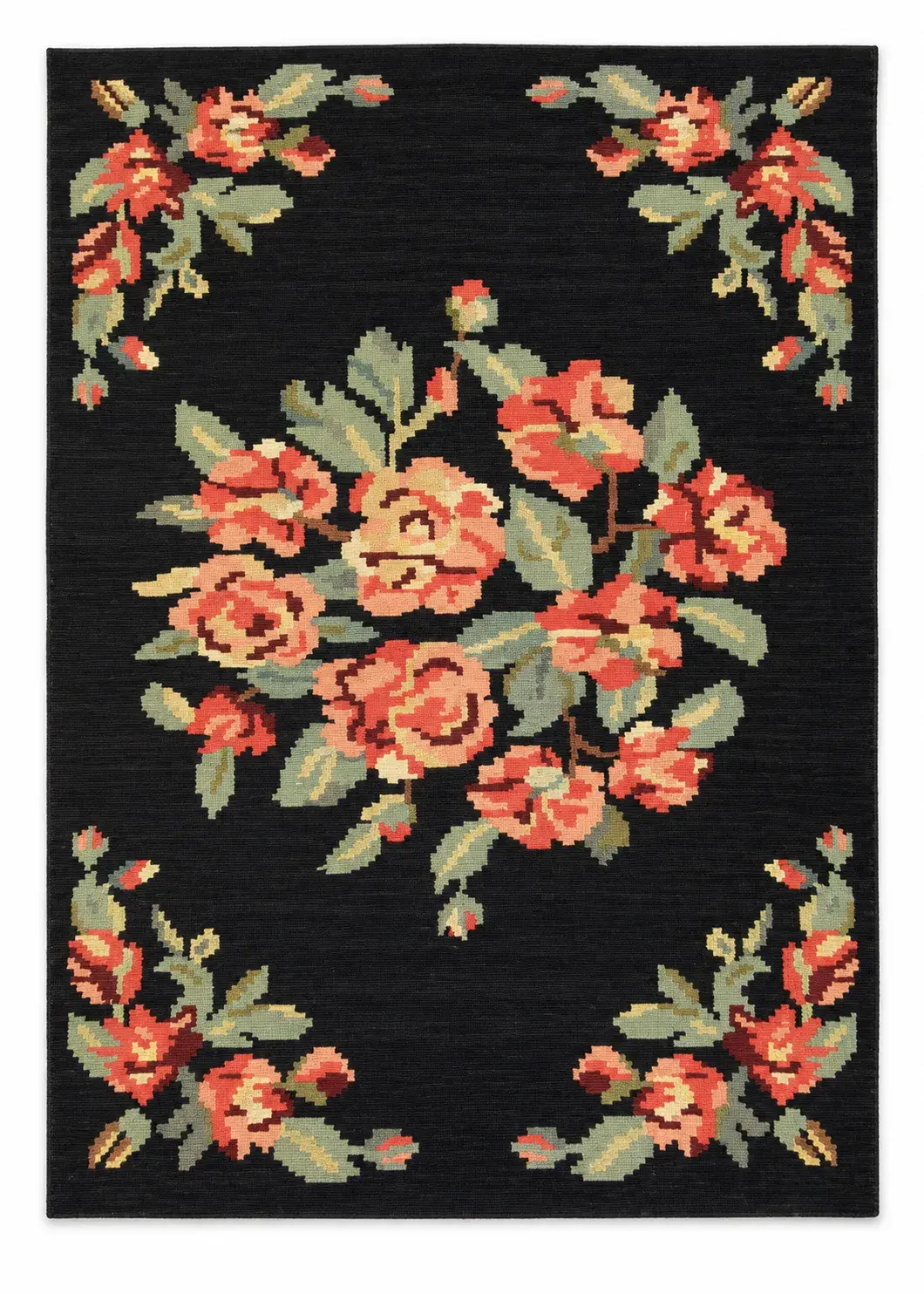 Jasper Rug, flatweave floral pattern rug, full view