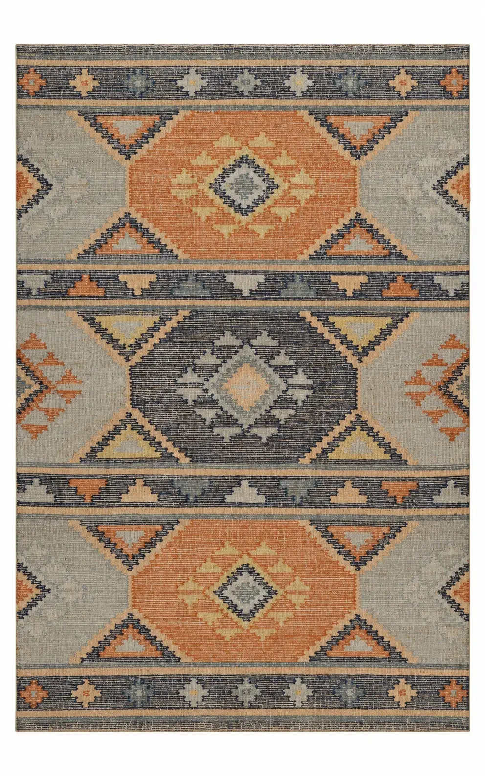 Jubilee Rug, jute tribal pattern rug, full view