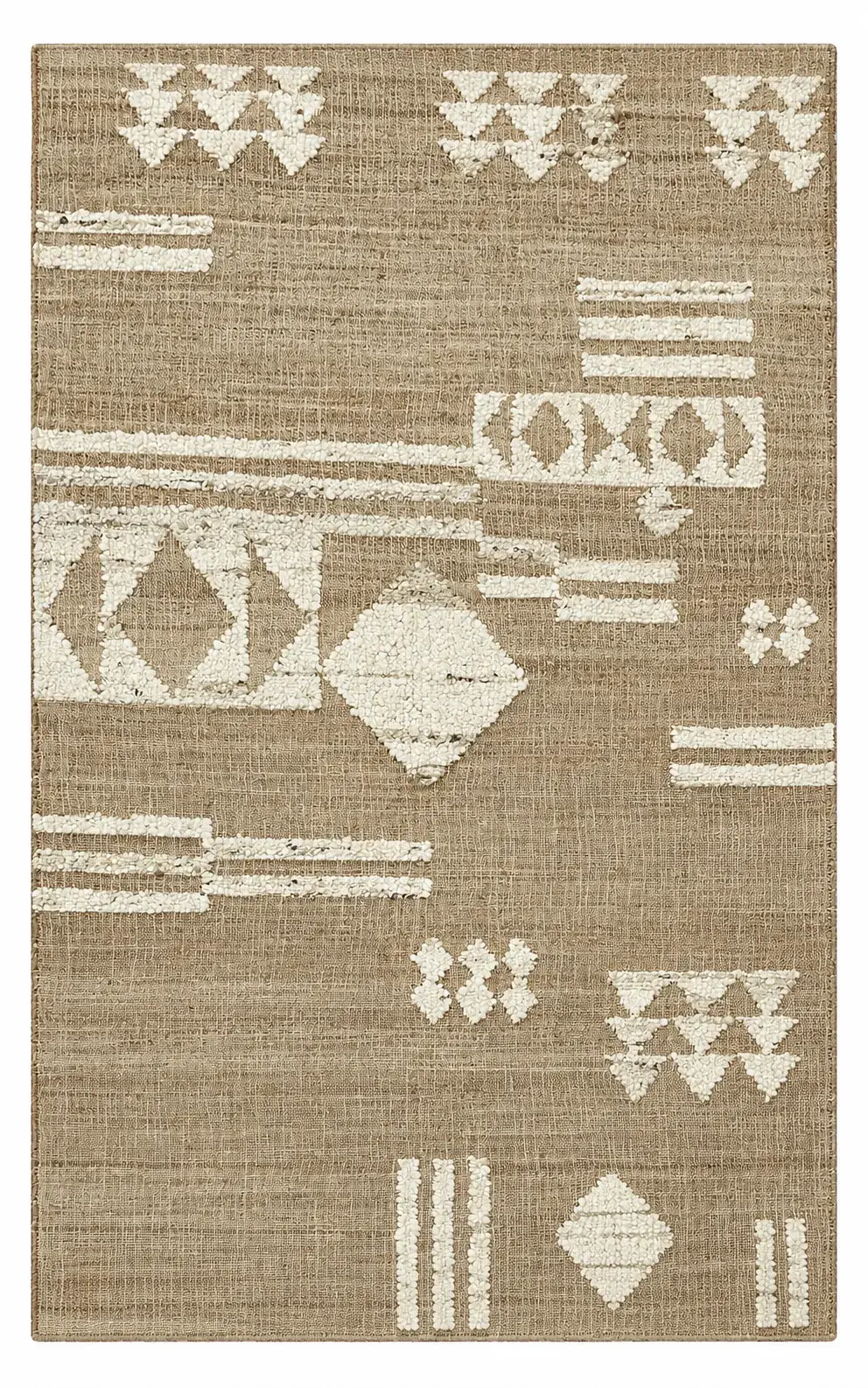 Kasim Rug, jute tribal pattern rug, full view