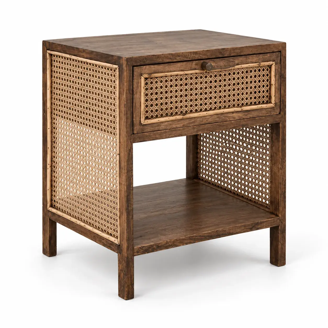 Close view of the Leander Side Table showing its texture and detail