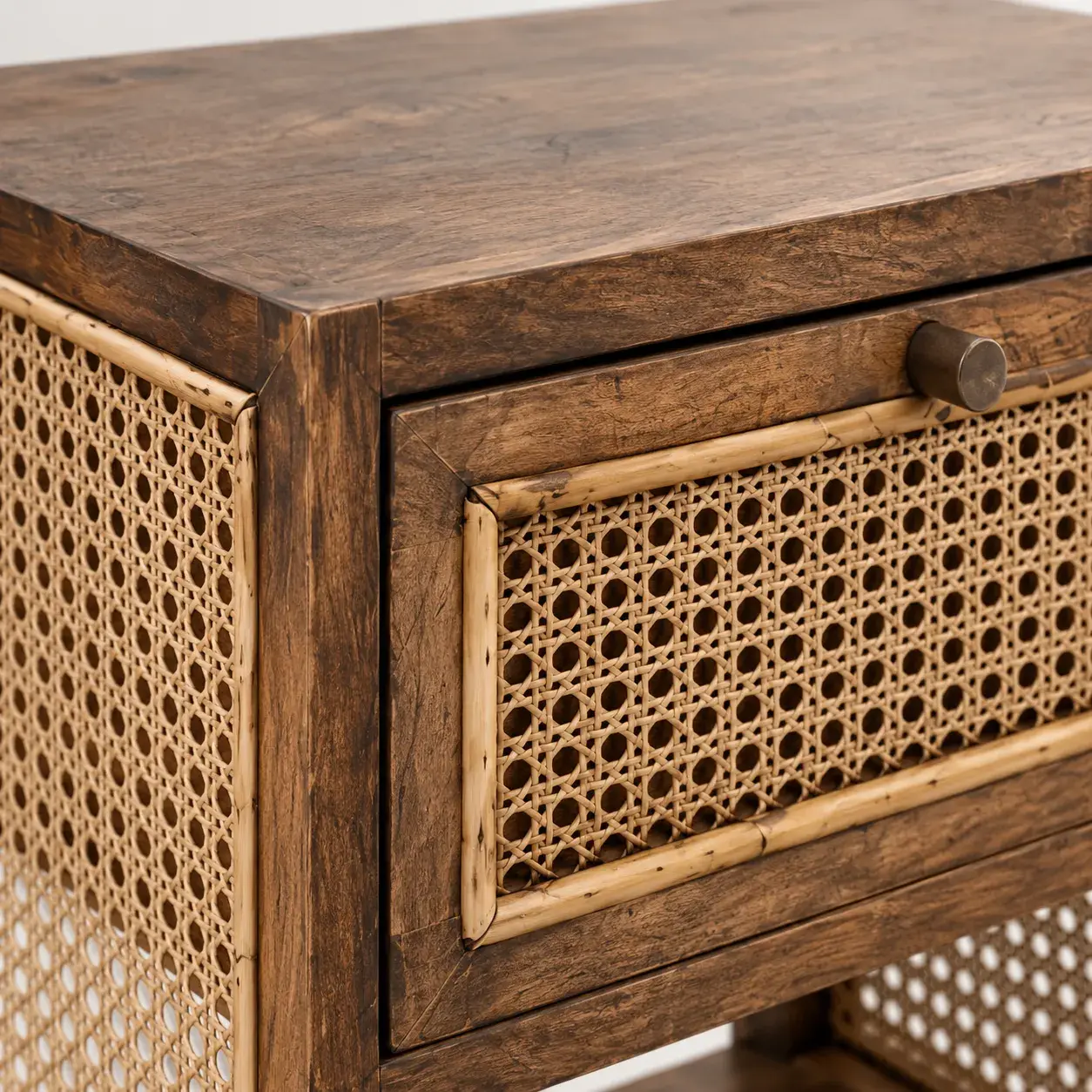 Leander Side Table styled in a room, digitally rendered