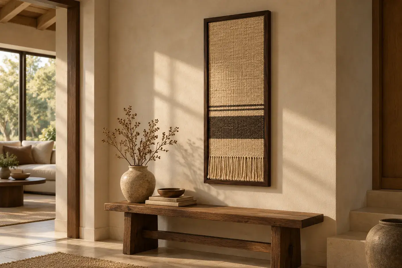 Leofric Wall Hanging styled in a room, digitally rendered