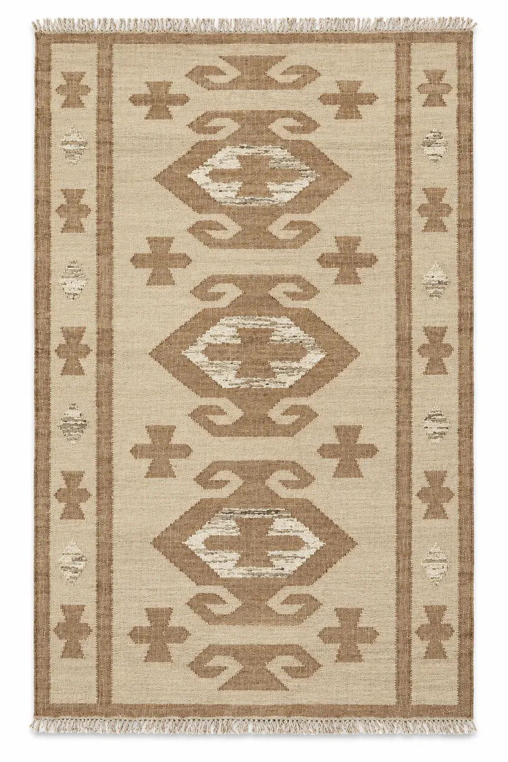 Leontyne Rug, jute tribal pattern rug, full view