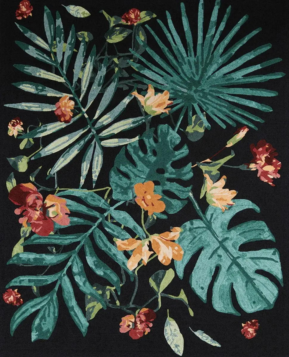 Lorna Rug, hand-tufted floral pattern rug, full view