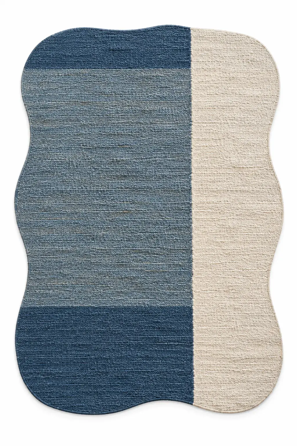 Close view of the Marguerite Rug in denim cream showing its texture and detail