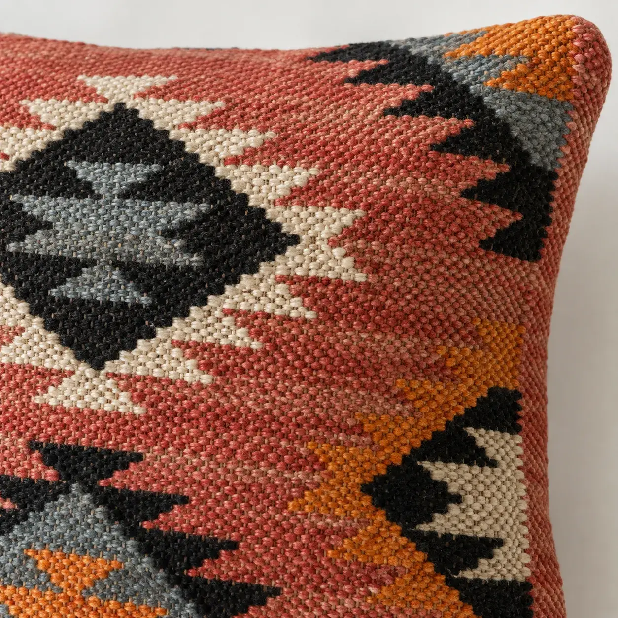 Close view of the Nasturtium Cushion Cover showing its texture and detail
