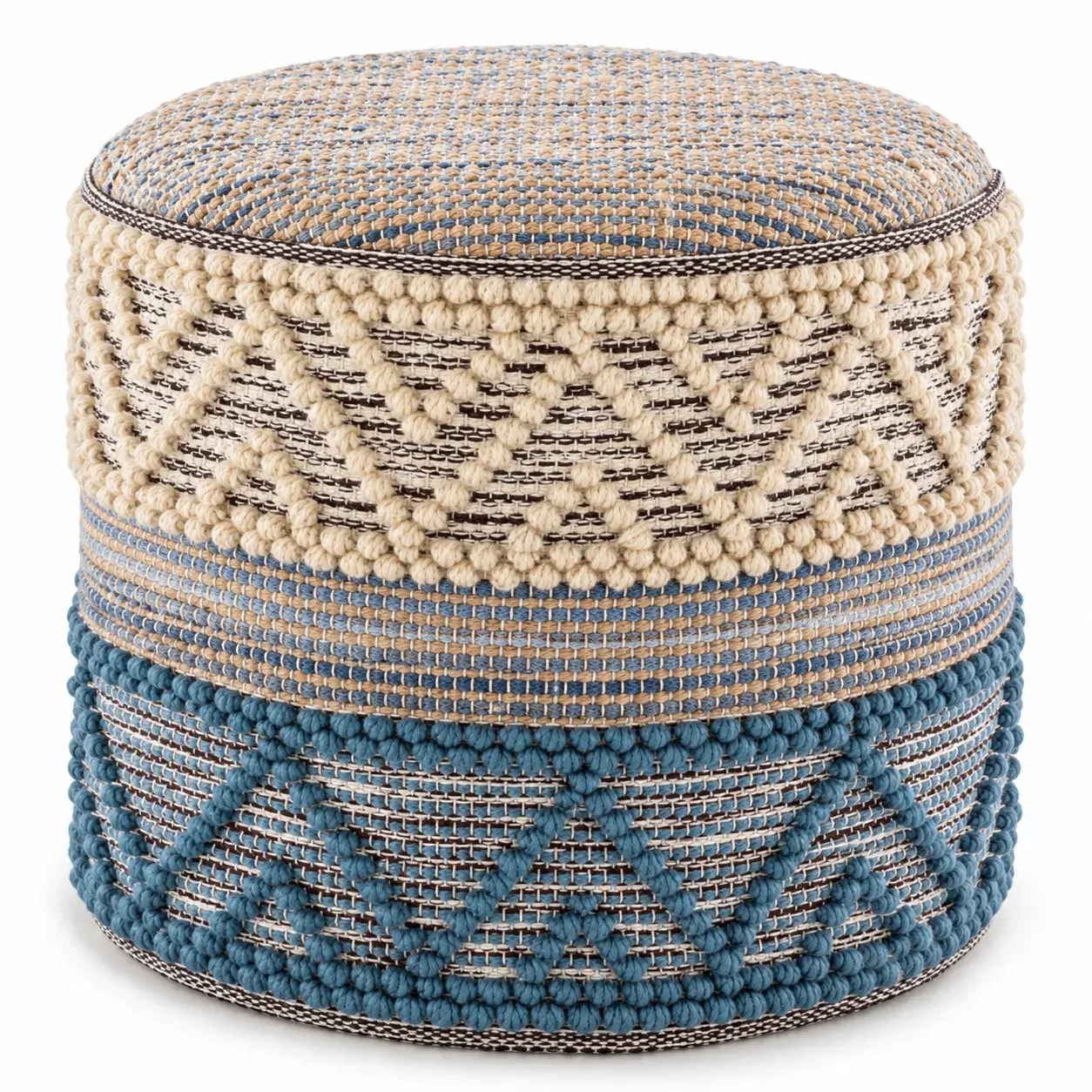 Odette Pouf, round pouf, full view