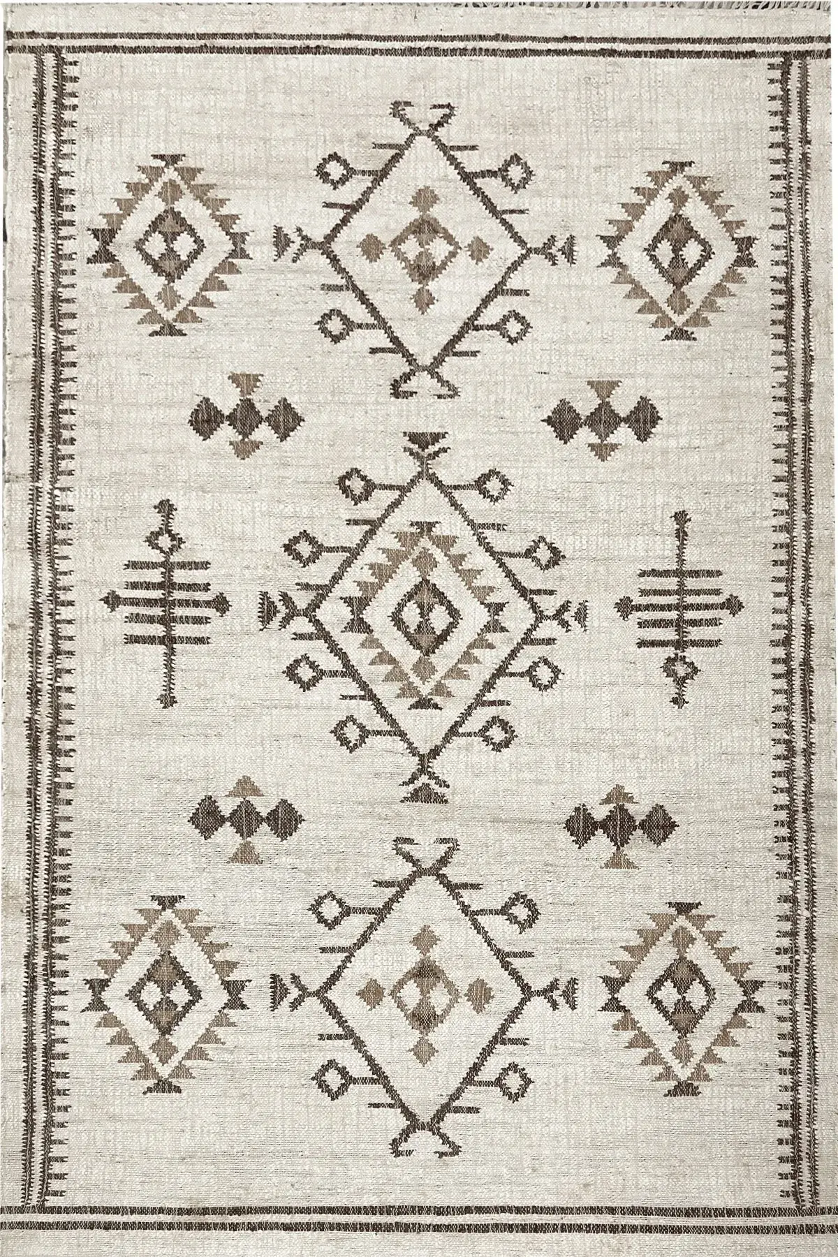 Odette Rug, jute tribal pattern rug, full view