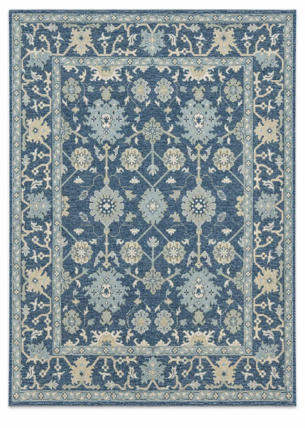 Ottoline Rug, hand-knotted vintage-style pattern rug, full view