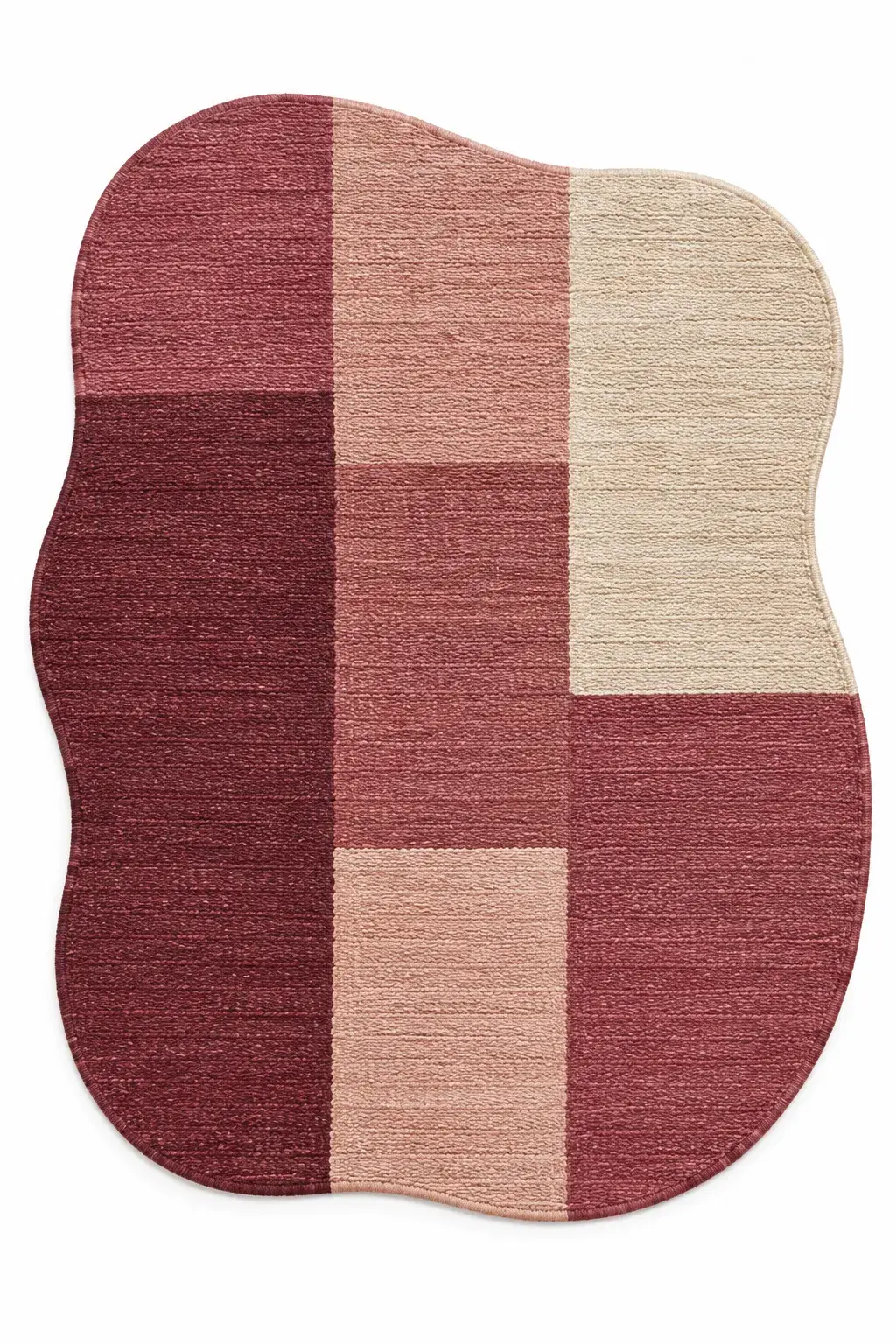 Close view of the Philippa Rug in pink plum showing its texture and detail