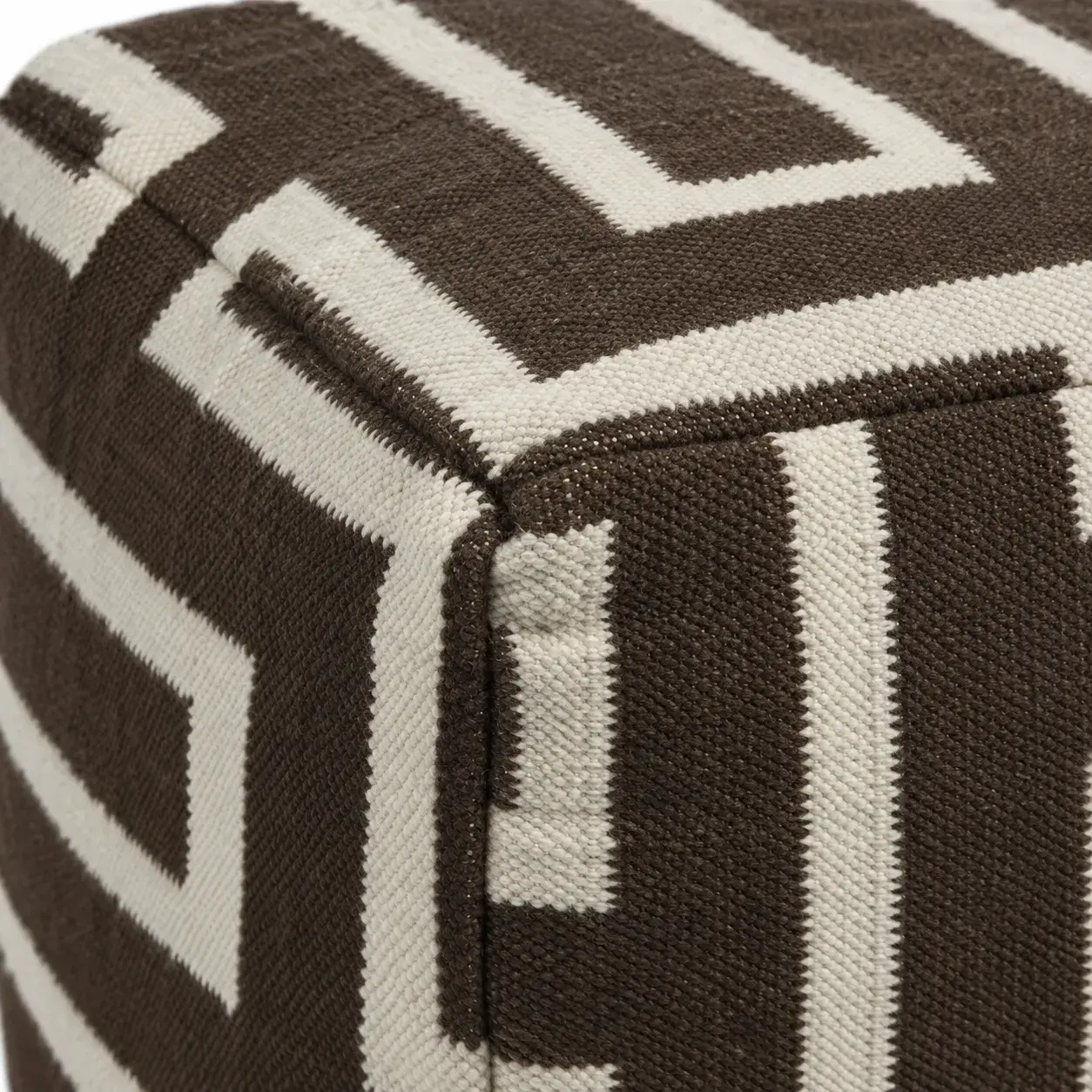 Close view of the Pia Pouf showing its texture and detail