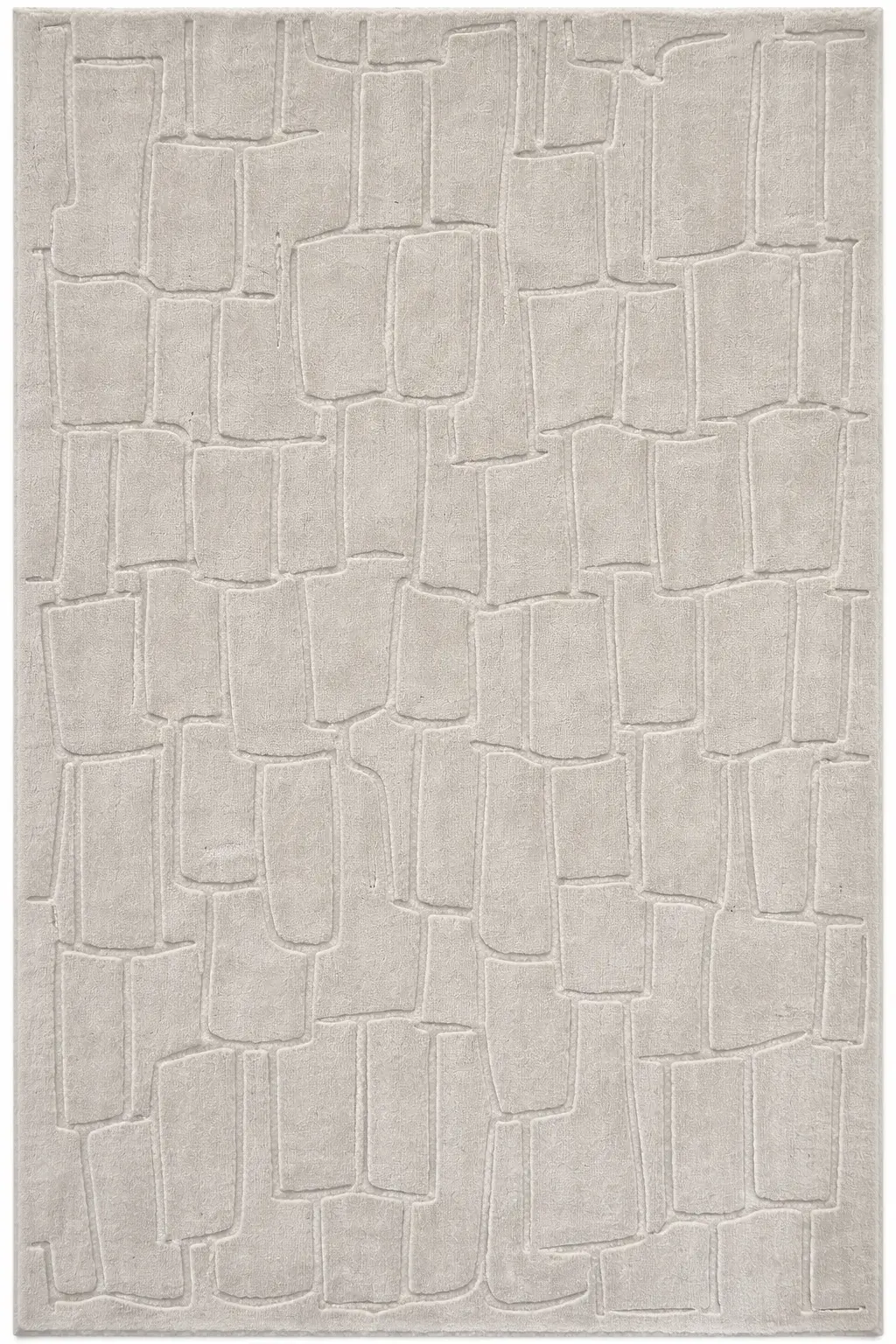 Quillon Rug, handloom stencil-pattern rug, full view