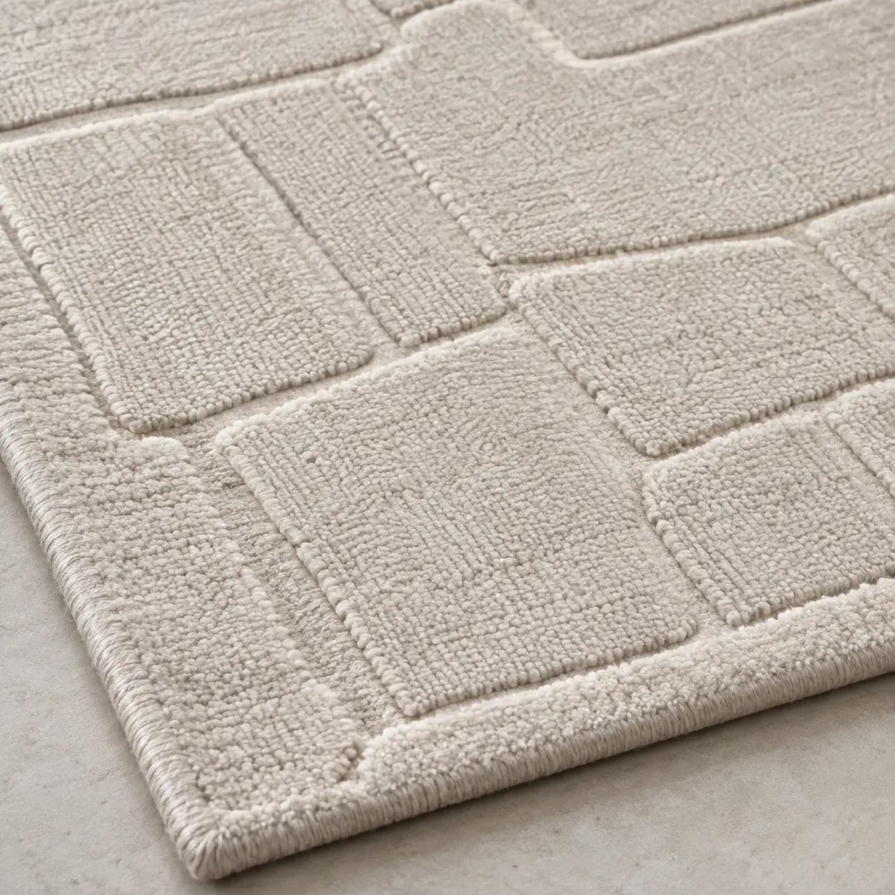 Close view of the Quillon Rug showing its texture and detail
