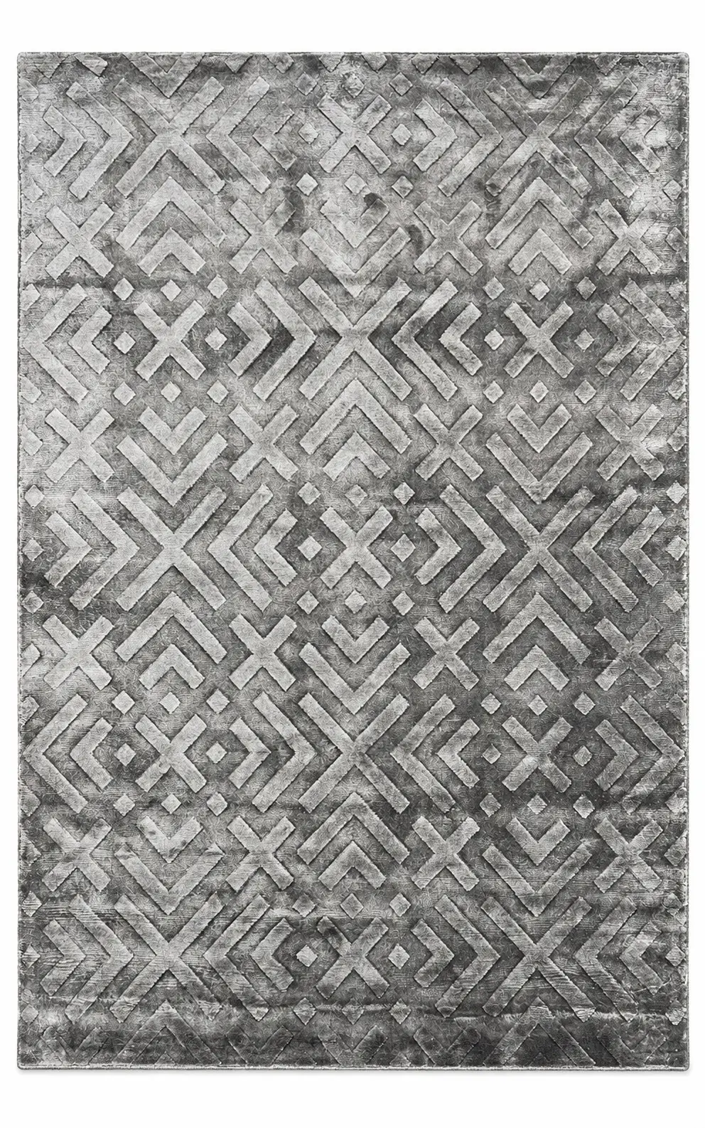 Raine Rug, handloom stencil-pattern rug, full view