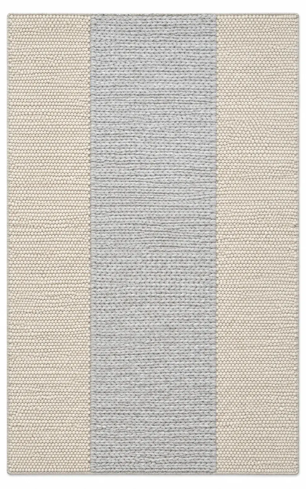 Rowan Rug in ivory silver, flatweave geometric pattern rug, full view