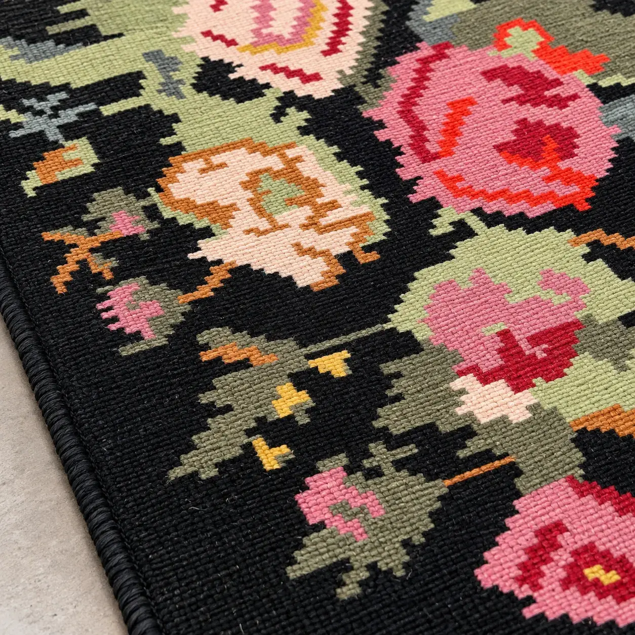 Close view of the Selma Rug showing its texture and detail